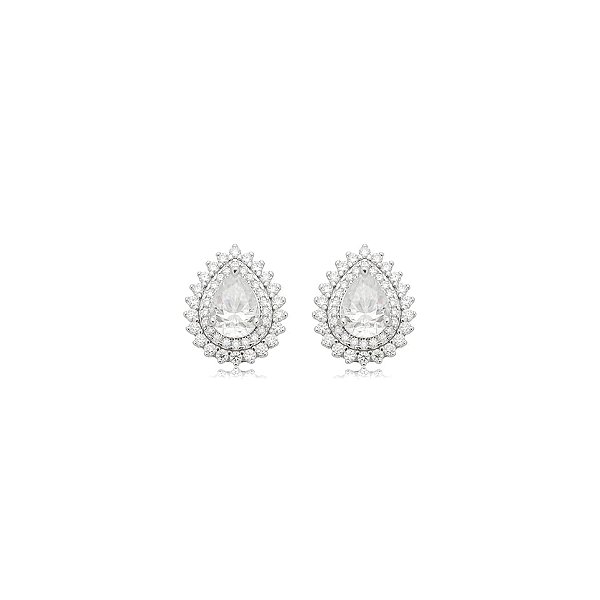 Brinco gota moissanite prata 925