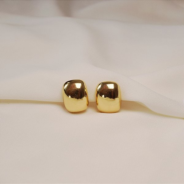 Brinco pressão retangular ouro semijoia