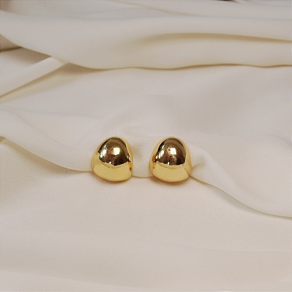 Brinco pressão abaulado liso ouro semijoia