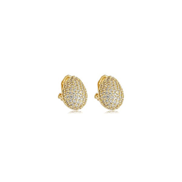 Brinco pressão gota zircônia ouro semijoia