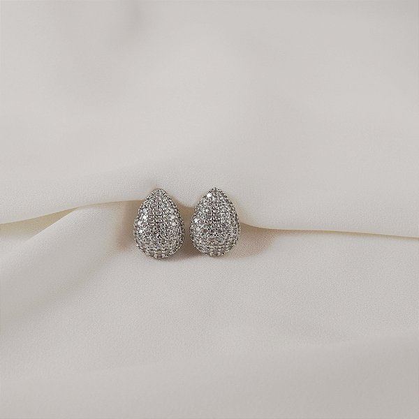 Brinco pressão gota zircônia ródio semijoia