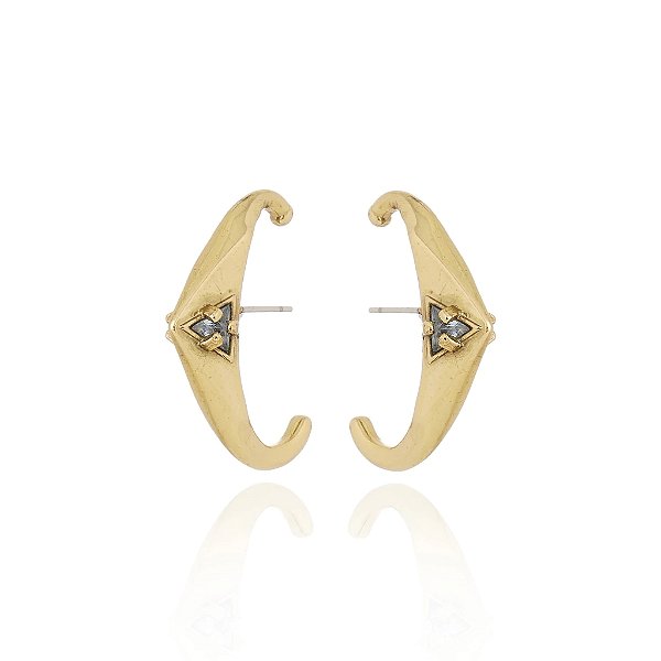 Brinco ear hook Claudia Arbex cristal ouro vintage