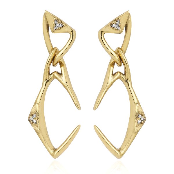 Brinco Claudia Arbex cristal ouro vintage