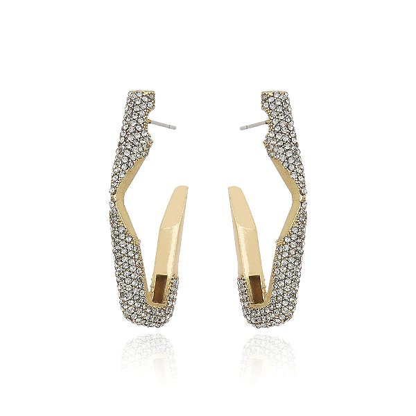 Brinco Claudia Arbex cristal ouro vintage