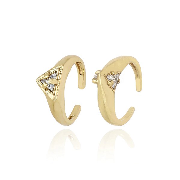 Kit 2 anéis Claudia Arbex cristais ouro vintage