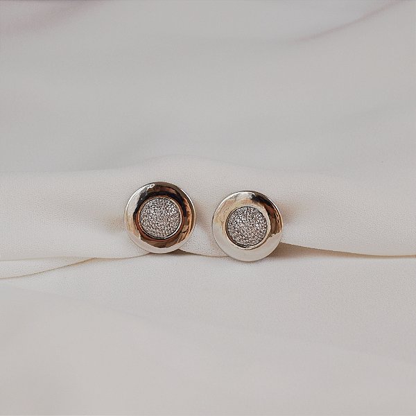 Brinco pressão redondo zircônia ródio semijoia 26k06032