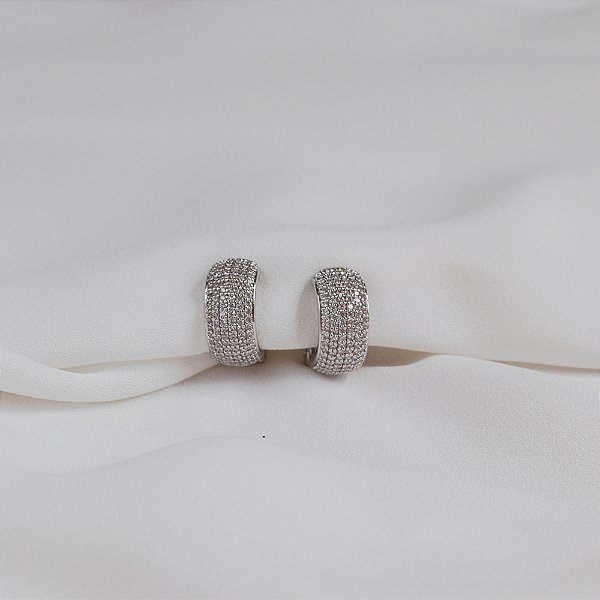 Brinco pressão meia argolinha zircônia ródio semijoia 26k06033