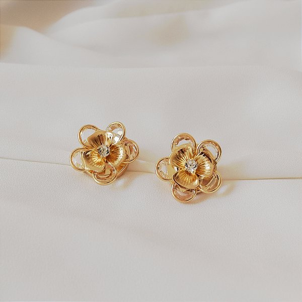 Capa para botão e botton floral cristais par