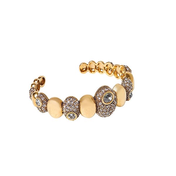 Bracelete Morena Canela ovais strass black diamond ouro semijoia