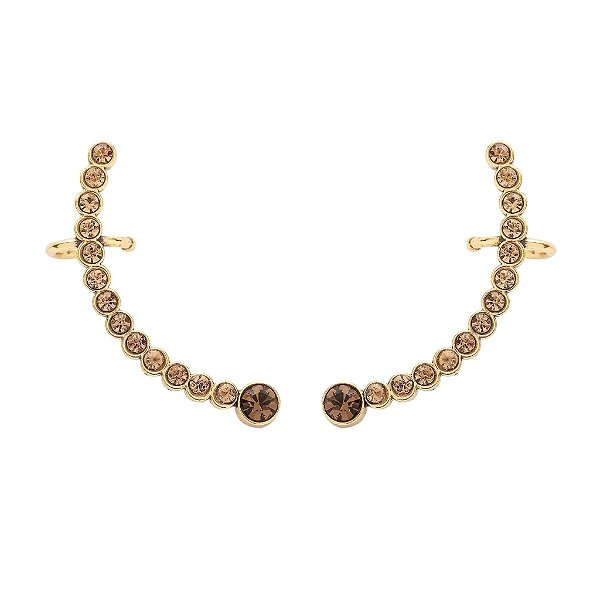 Brinco ear cuff Lita Raies cristais light col ouro vintage semijoia