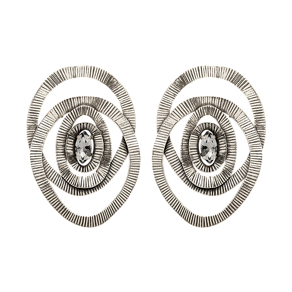 Maxi brinco Lita Raies entrelaço cristal prata vintage semijoia