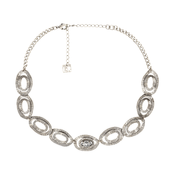 Colar choker Lita Raies entrelaço cristal prata vintage semijoia