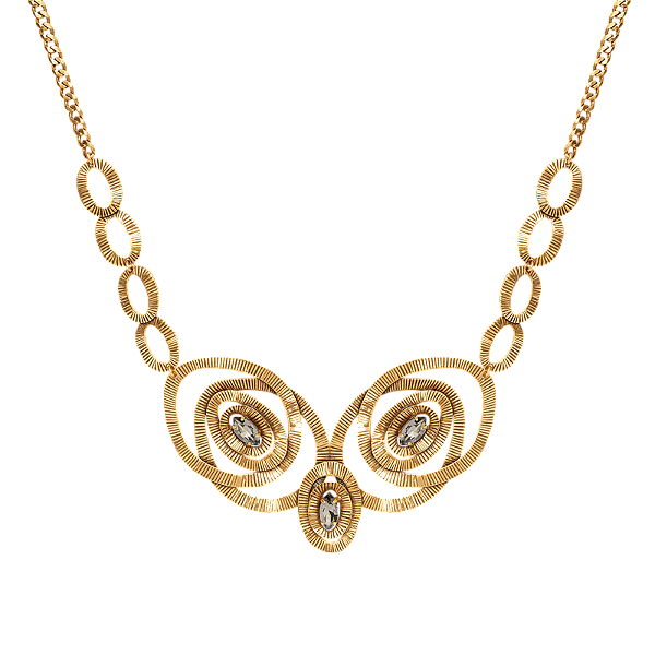 Colar Lita Raies entrelaço cristal ouro vintage semijoia