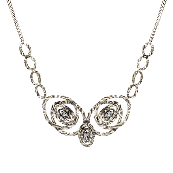 Colar Lita Raies entrelaço cristal prata vintage semijoia