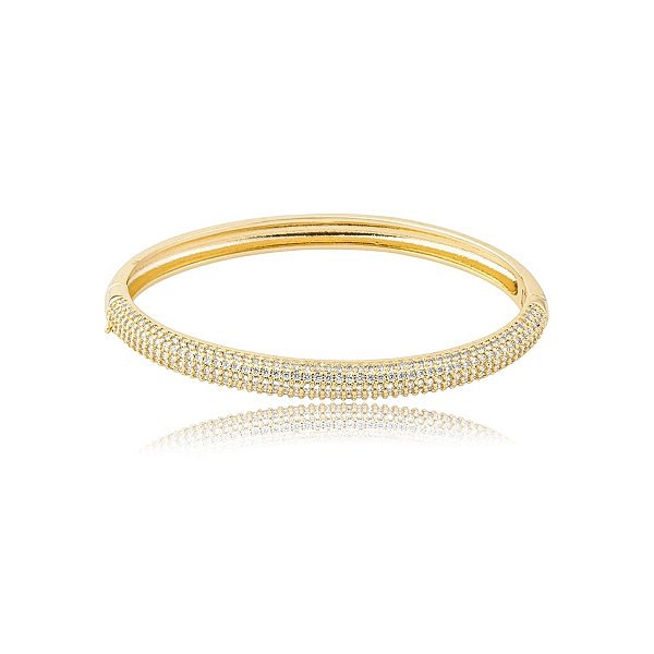 Bracelete zircônia ouro semijoia BO478