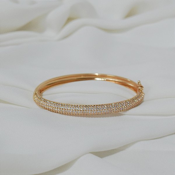 Bracelete zircônia ouro semijoia BO478