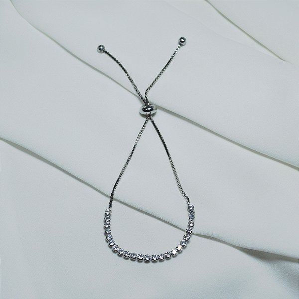 Pulseira riviera gravatinha zircônia ródio semijoia FZ417