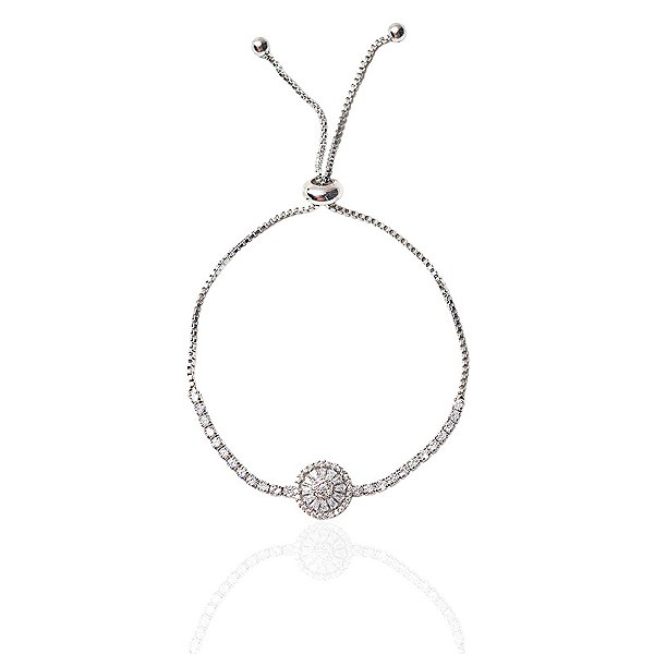 Pulseira riviera gravatinha pizza ródio semijoia FZ442