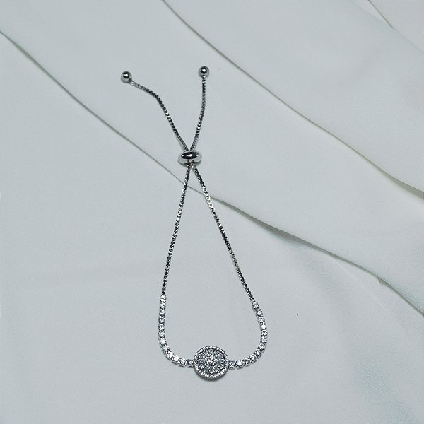 Pulseira riviera gravatinha pizza ródio semijoia FZ442