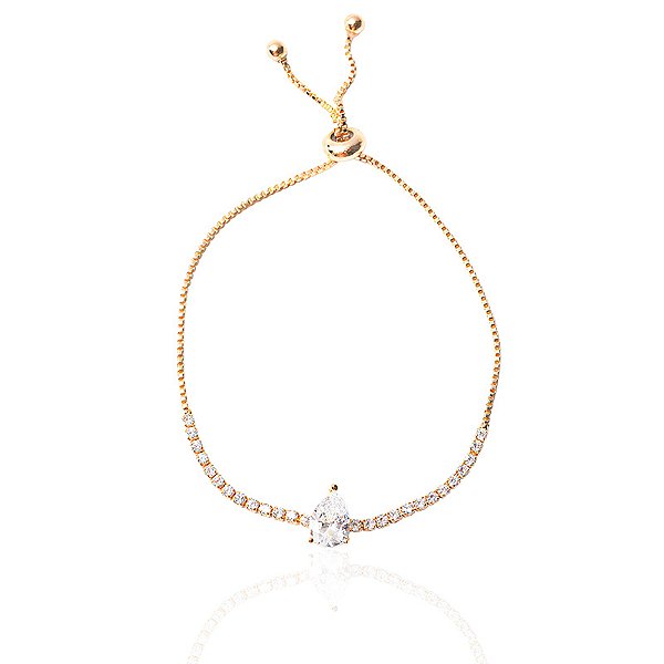 Pulseira riviera gravatinha gota ouro semijoia FZ385