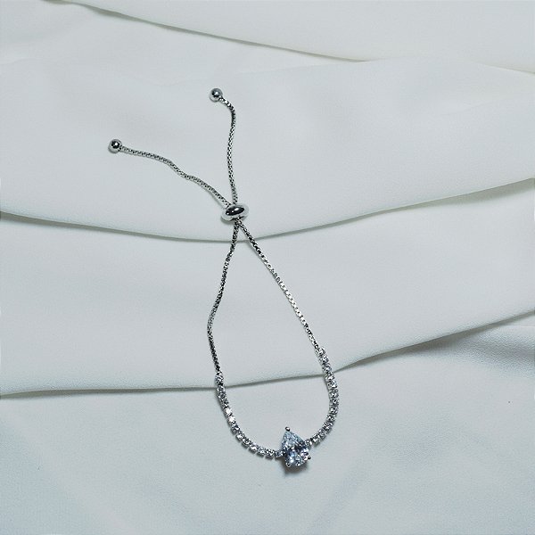 Pulseira riviera gravatinha gota ródio semijoia FZ385