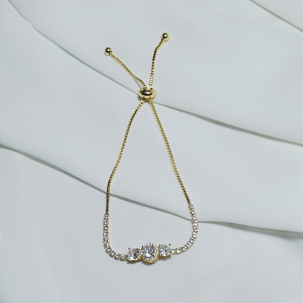 Pulseira riviera gravatinha ouro semijoia FZ448