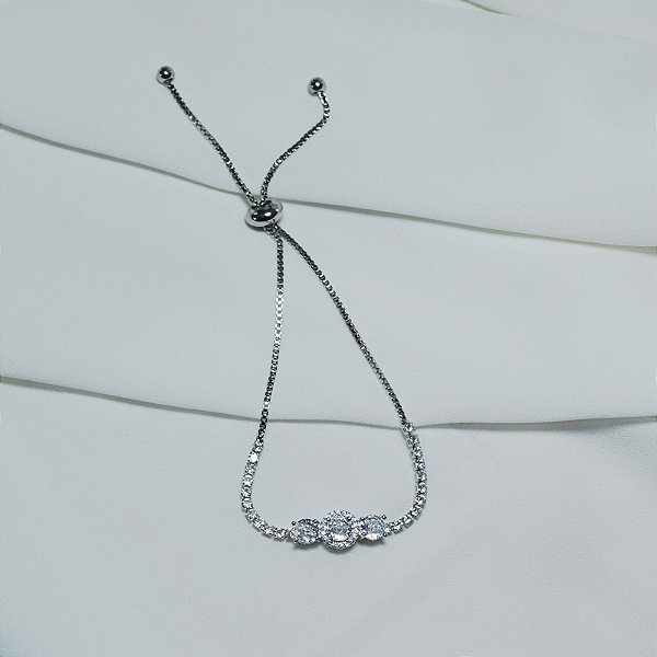 Pulseira riviera gravatinha ródio semijoia FZ448