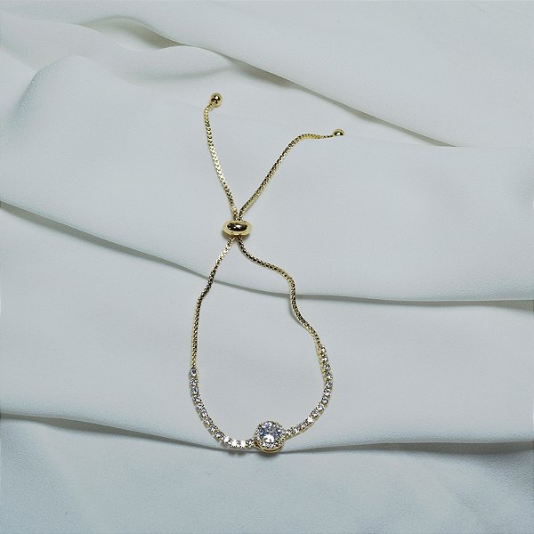 Pulseira riviera gravatinha ouro semijoia FZ387