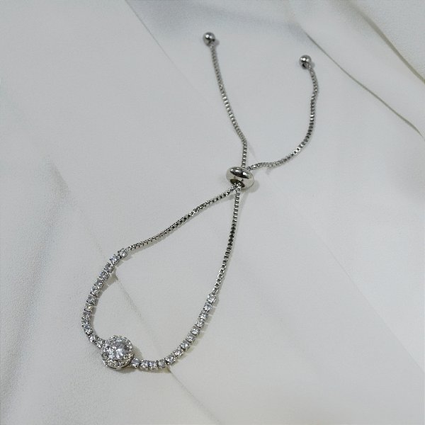 Pulseira riviera gravatinha ródio semijoia FZ387