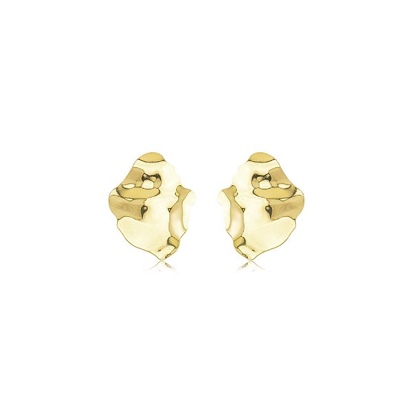 Maxi brinco chapa ondulada ouro semijoia