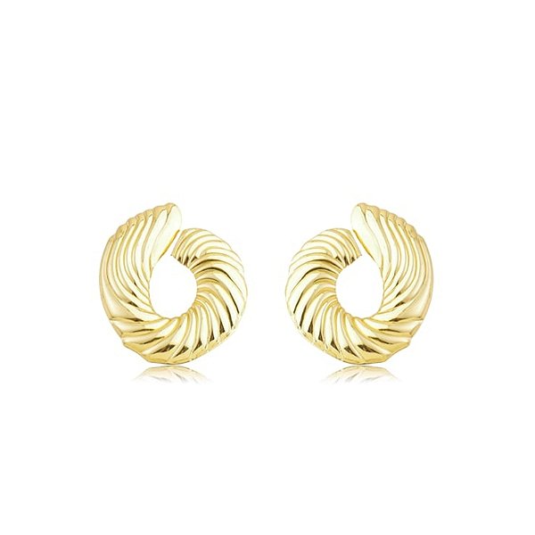 Maxi brinco orgânico texturizado ouro semijoia