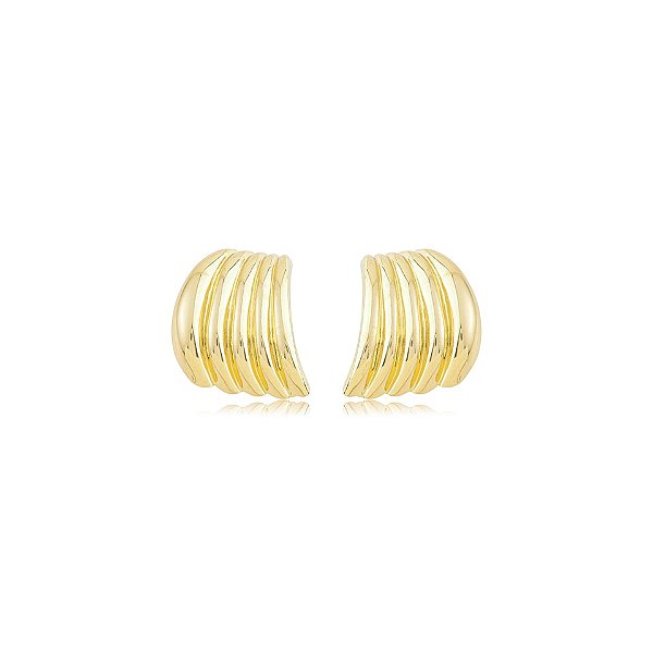 Maxi brinco curvado ouro semijoia