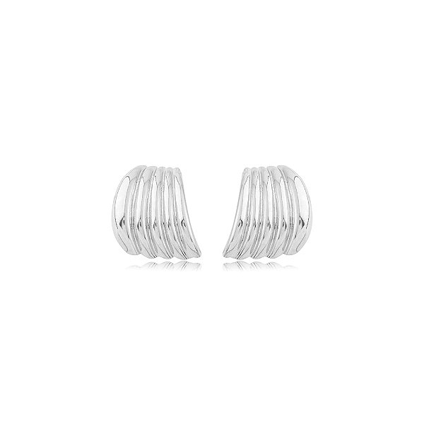 Maxi brinco curvado ródio semijoia