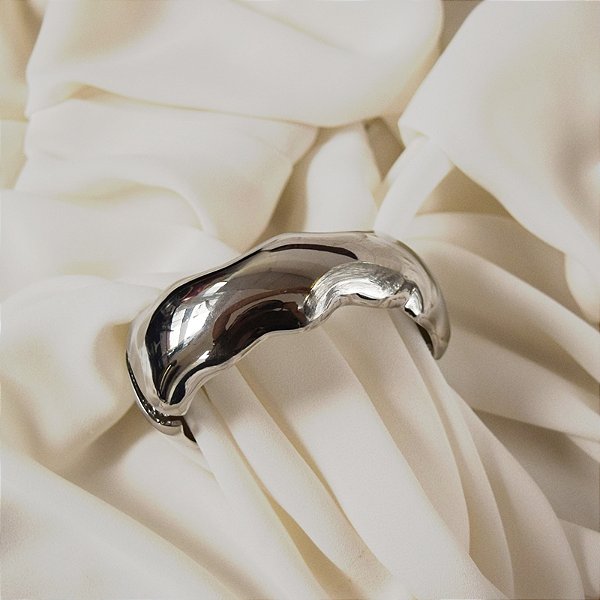 Bracelete ondulado ródio semijoia