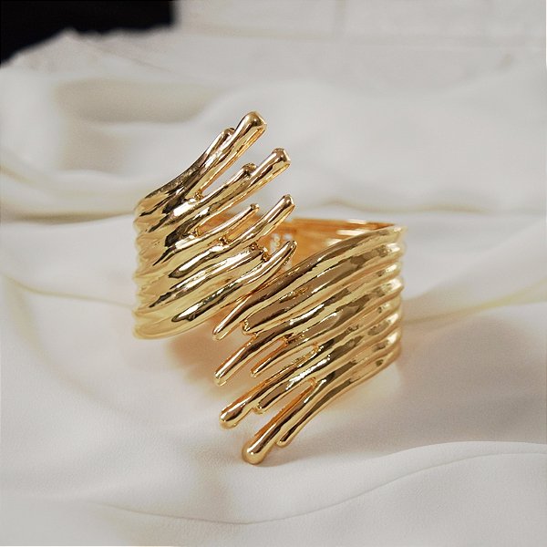 Bracelete cuff orgânico ouro semijoia