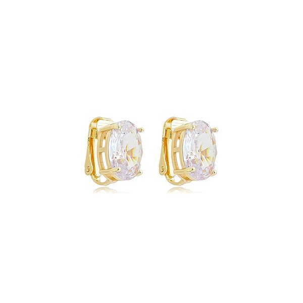 Brinco pressão oval cristal ouro semijoia 7257605