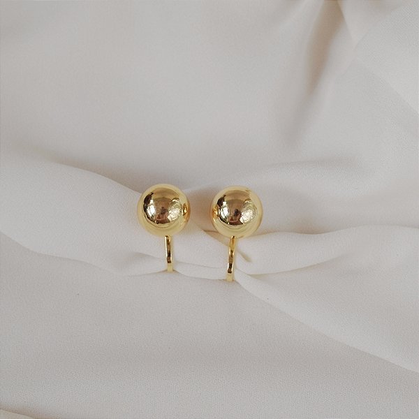 Brinco pressão esfera lisa m ouro semijoia 6180605