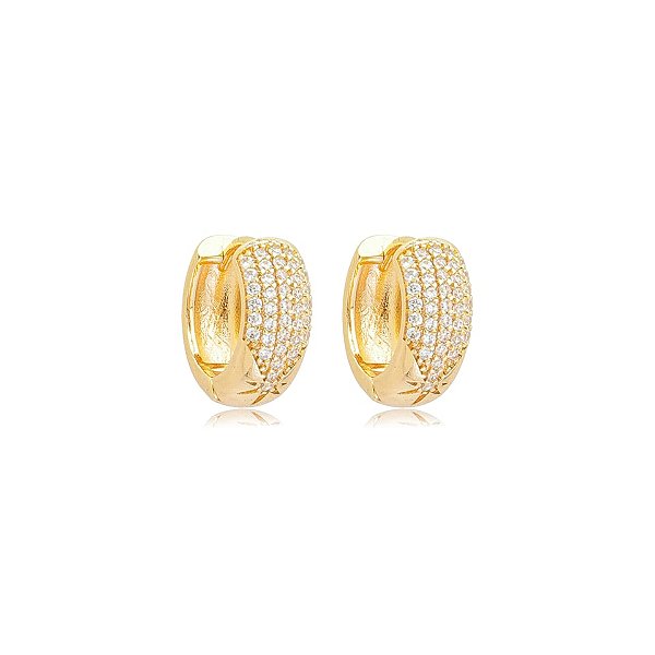 Brinco argolinha zircônia ouro semijoia 26k07014