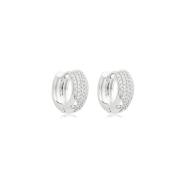 Brinco argolinha zircônia ródio semijoia 26k07014
