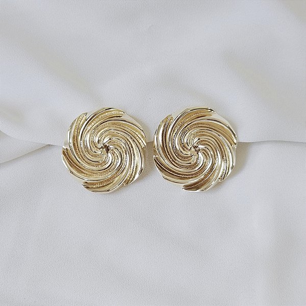 Brinco pressão espiral ouro semijoia 6176701