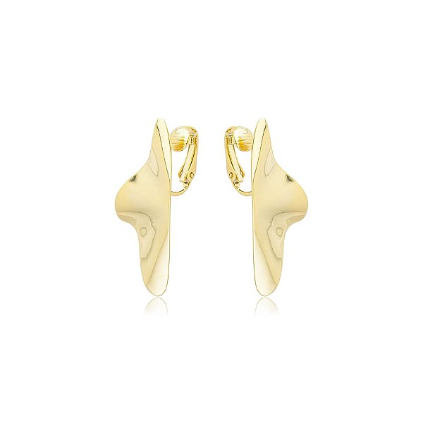 Brinco pressão curvado ouro semijoia