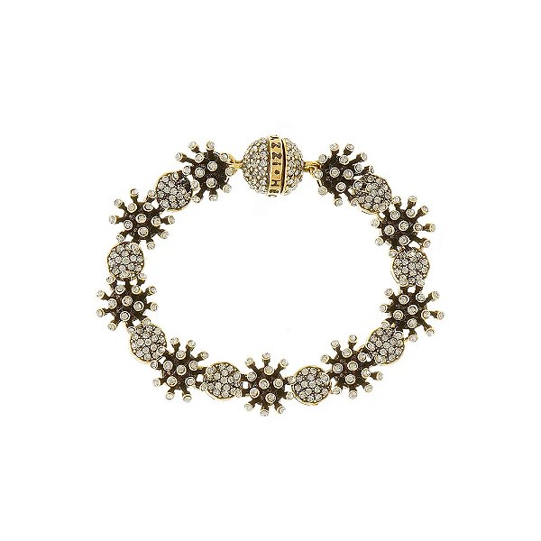 Pulseira Hector Albertazzi cristais carmim ouro vintage