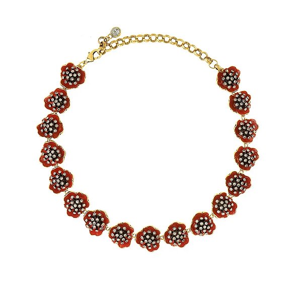 Colar Hector Albertazzi curto carmim ouro vintage