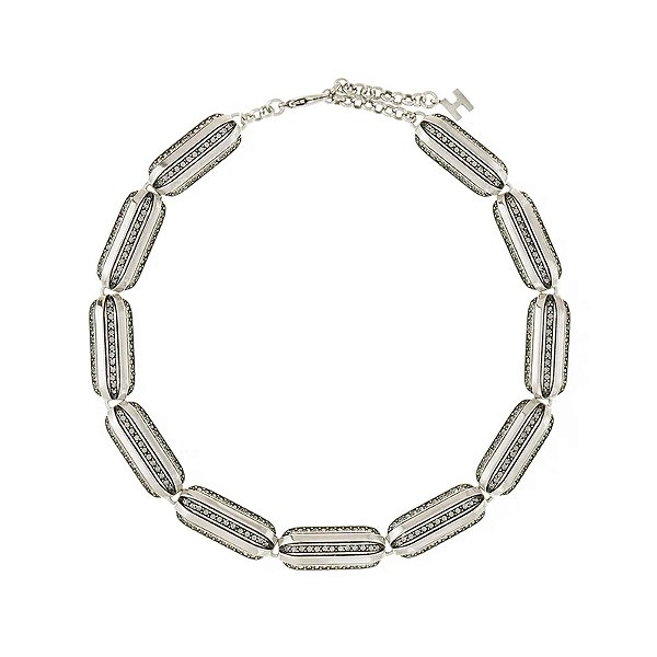 Colar Hector Albertazzi strass art déco prata boho