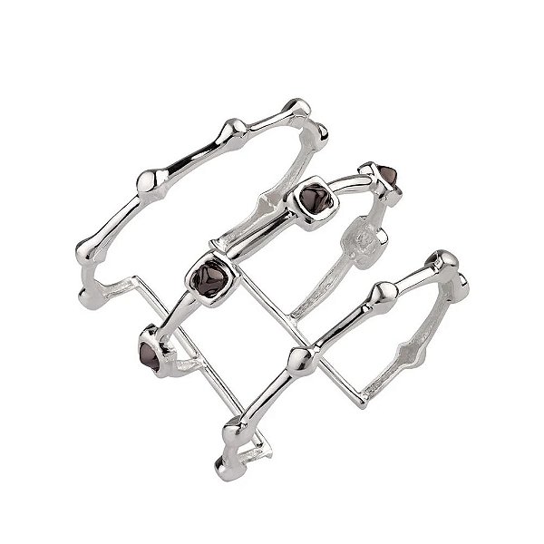 Bracelete triplo Bah Porto cubos bicolor revolução prata semijoia
