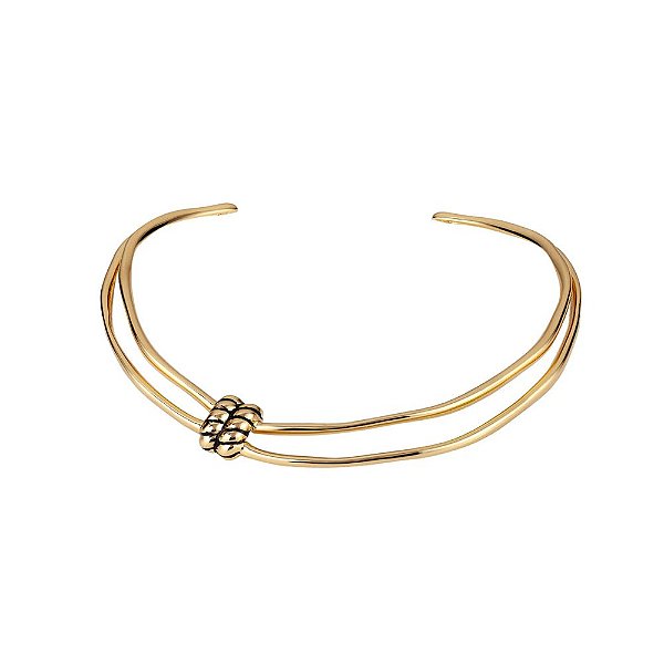 Colar chocker Bah Porto aro duplo Estela ouro semijoia