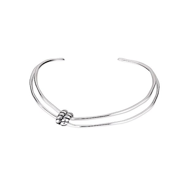 Colar chocker Bah Porto aro duplo Estela prata semijoia