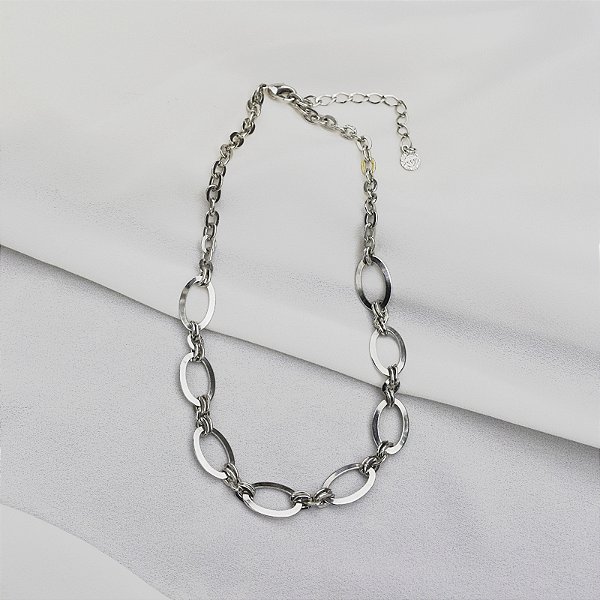 Colar choker elos aço inoxidável
