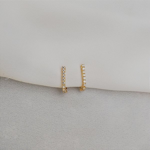 Brinco pressão zircônia ouro semijoia 7268705