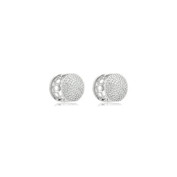 Brinco argolinha redonda zircônia ródio semijoia 19k11013